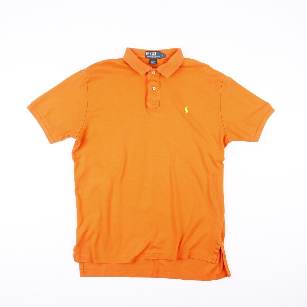 Polo Ralph Lauren Men’s Large Classic Fit High Low Shirt Orange Yellow Pony